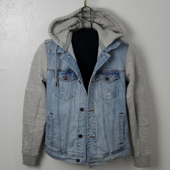 Hollister Other - Distress denim jacket with hoodie